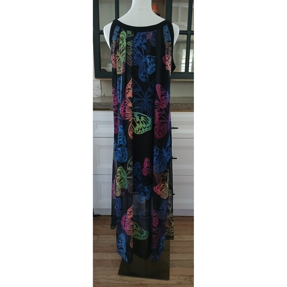 Women's Large Sheer Butterfly Long Dress Boho Lady Beachy Flowy Lightweight Fun - Picture 8 of 16